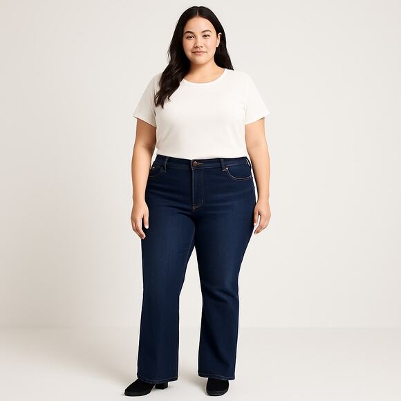 Old Navy Kicker Bootcut Jeans Mid Rise Dark Wash Denim Stretch Size 20 NWT - Picture 1 of 10